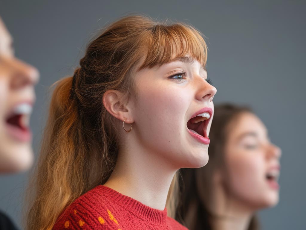 Voice student practicing with teacher